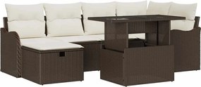 vidaXL Kerti Kanapé Szett párnával tárolóval 7 pcs Barna Poli rattan