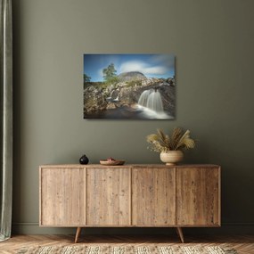 Vízesések és hegyek képe (üvegen) (70x50 cm)