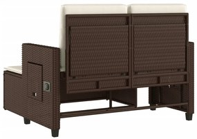 barna polyrattan dönthető kerti pad párnával