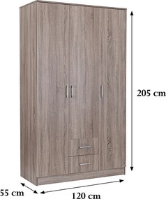 Miami gardróbszekrény 120x205 cm yorki tölgy-yorki tölgy