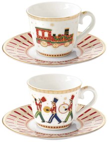 Karácsonyi porcelán kisvonatos eszpresszó kávés csésze szett aljjal Polar Express