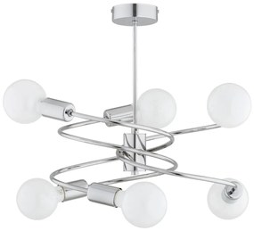 Csillár rúdon DISCO 6xE27/60W/230V fényezett króm