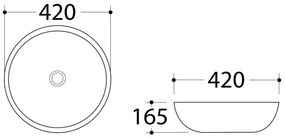 Sapho - DALMA ráépített mosdó, átmérő 42 cm, kerámia/Carrara/fehér
