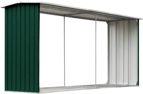 vidaXL zöld horganyzott acél kerti tűzifatároló 330 x 92 x 153 cm