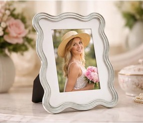 Világoskék-ezüstszínű fém-üveg álló képkeret 17,5x22,5 cm Elizabeth – Mauro Ferretti