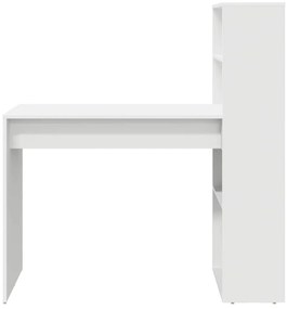 Asztal polcokkal tárolóval Fehér 113 x 54 x 120 cm Faanyag