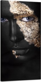 Vászonkép Fekete arc aranyra festve 40x80 cm