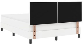 Boxspringágy Matracokkal Fehér 160 x 200 cm, Műbőr