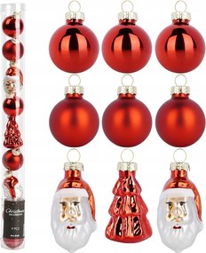 9 db Törésbiztos karácsonyfadísz, piros színű karácsonyfadísz szett