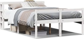 vidaXL fehér tömör fenyőfa ágy időseknek fejtámlával 160x200 cm