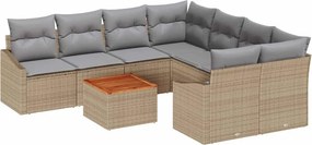 vidaXL Kerti Kanapé Szett 9 pcs Beige és Világosszürke polirattan