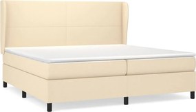vidaXL krémszínű szövet rugós ágy matraccal 200 x 200 cm