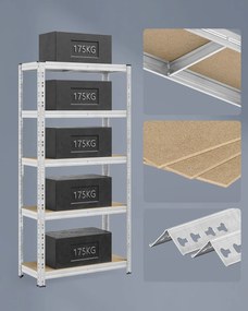 Nagy Teherbírású Tároló Polcok, 2 db-os, Garázs Polcrendszer, 40 x 90 x 180 cm, Ezüst