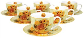 Porcelán teás csésze szett 6 db Van Gogh Napraforgók