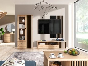 Vitrin, artisan tölgy/fekete, KOLI C-2