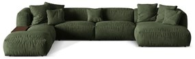Zöld bársony moduláris sarokkanapé (bal oldali-U alakú) Martina – Micadoni