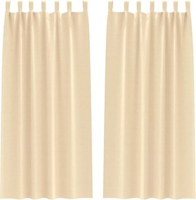 vidaXL Fekete Függöny Gyűrűkkel 2 pcs Krém 245 x 140 cm Poliészter