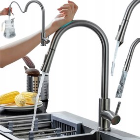 Konyhai csaptelep kihúzható kifolyócsővel Érintőképernyős Ezüst 360 Modern Készlet