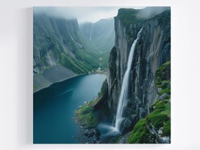 Canvas Vászonkép Tájkép Hegyek Sziklák Skandinávia Vízesés 40x40