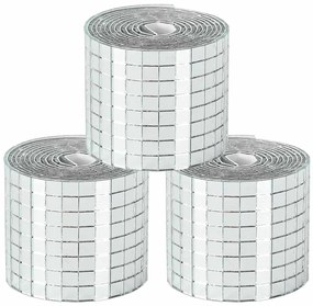 Tükör Mozaik Csempe Geometrikus 3 pcs Ezüst 100 x 4 cm Üveg
