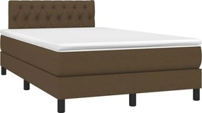 vidaXL sötétbarna szövet rugós ágy matraccal 120 x 190 cm