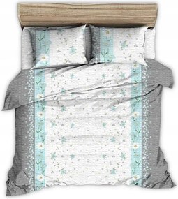 Ágyneműhuzat kéregből 200x220 fehér szürke kék virágok