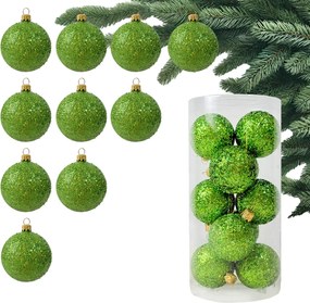Zöld, Csillámos karácsonyfadísz Gömb, lime színű Díszek karácsonyfára, ünnepi dekoráció