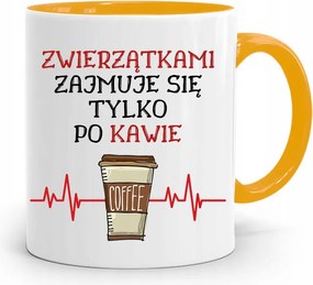 A Sárga Állatorvos Bögre Csak A Kávé Után Foglalkozik A fényképes nyomattal