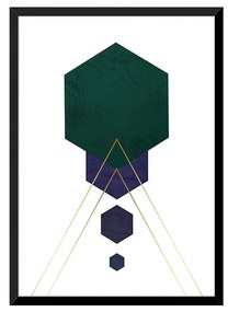 Falikép, hexagonok, 30x40 cm, sötétzöld - GEOMETRIC