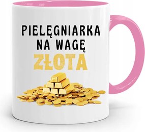 Rózsaszín Bögre Ápolónőnek Arany Mérleggel, fényképes nyomtatással