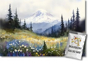 Fotótapéta Flizelina Tájkép Hegyek Erdő Rét Csarnok Virágok Tavasz 400x280 ragasztó