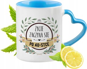 Születésnap 40 40-es Kék Bögre Szív Alakú Füllel Ajándék