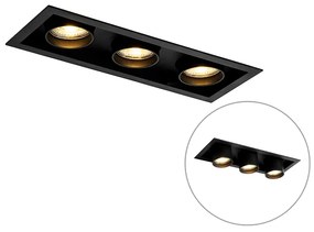 Modern beépíthető spotlámpa fekete állítható 3-lámpás - Roof