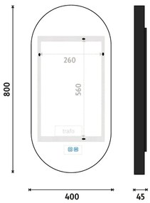 NIMCO ZPC 32002LVX-90-LED Háttérvilágítással ellátott fürdőszobai tükör 3000-6500K 80x40 cm IP44