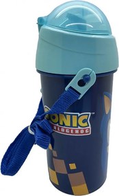 Sonic a sündisznó Speed Blue műanyag szívószálas kulacs akasztóval 500 ml
