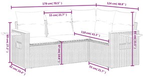 4 részes szürke polyrattan kerti ülőgarnitúra párnákkal