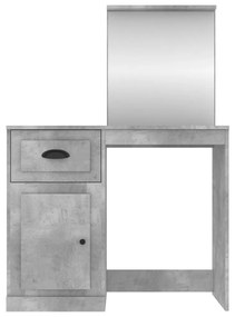 betonszürke szerelt fa fésülködő asztal tükörrel 90x50x132,5 cm
