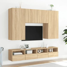 sonoma tölgy színű szerelt fa fali TV-szekrény 80 x 30 x 30 cm