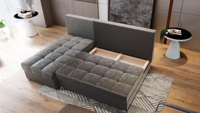 AKCIÓ Sötétzöld kihúzható sarokkanapé ZENA, mindkét oldalas II. osztályú