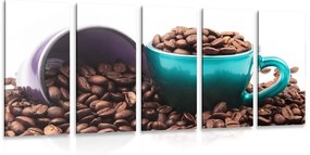 5-részes kép kávés csésze szemes kávé