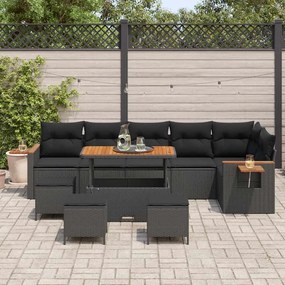 Kerti Kanapé Szett párnával 10 pcs Fekete 110 x 55 x 71 cm
