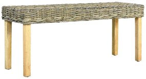 természetes kubu rattan és tömör mahagóni fa pad 110 cm