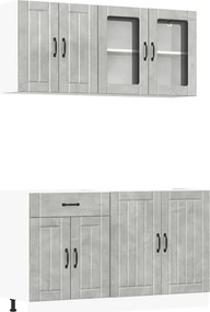 vidaXL 4 részes konyhai szekrény szett Lucca betonszürke műszaki fa