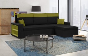 PAVEL Kinyitható sarokkanapé Fekete/sötétkék