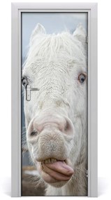 Ajtóposzter öntapadós Őrült fehér ló 85x205 cm