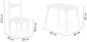 Fa gyerekasztal 2 székkel fehér