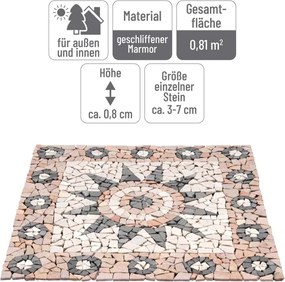 Márvány mozaik virág motívum 90 x 90 cm