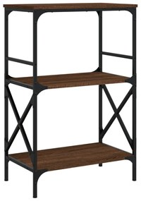 3 szintes barna tölgy szerelt fa könyvespolc 56 x 35 x 90,5 cm