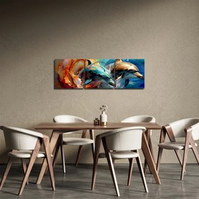 Kép - Delfin festmény (órával) (90x30 cm)