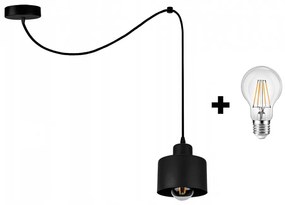 Glimex LAVOR polip függőlámpa fekete 1x E27 + ajándék LED izzó
